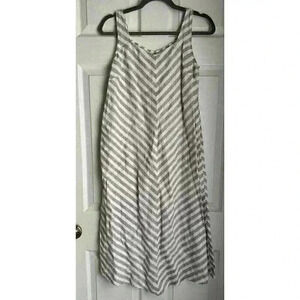 J Jill love Linen Shirt Dress Chevron Striped XS Petite Sleeveless W/Pockets